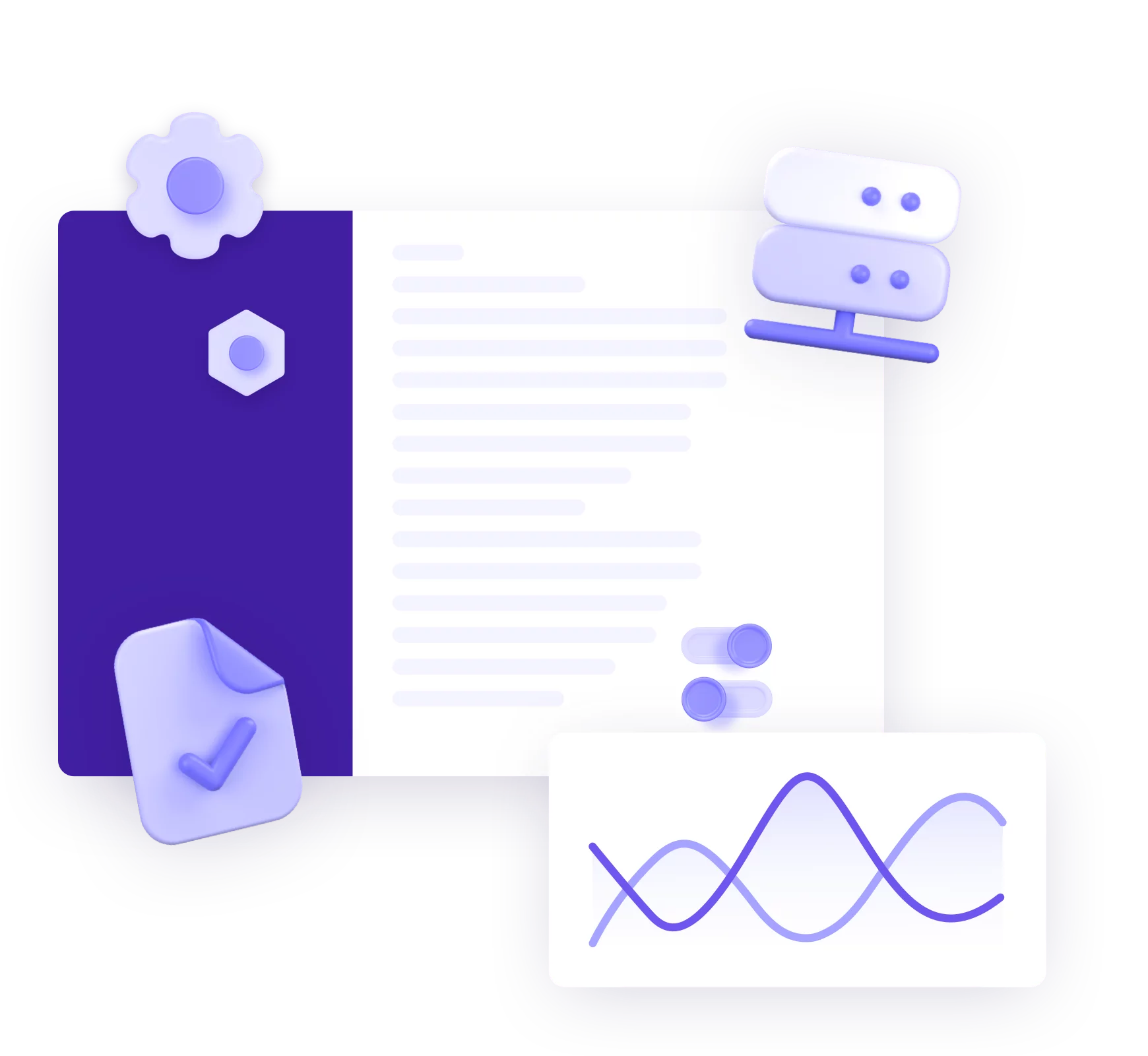 Composition of testing icons